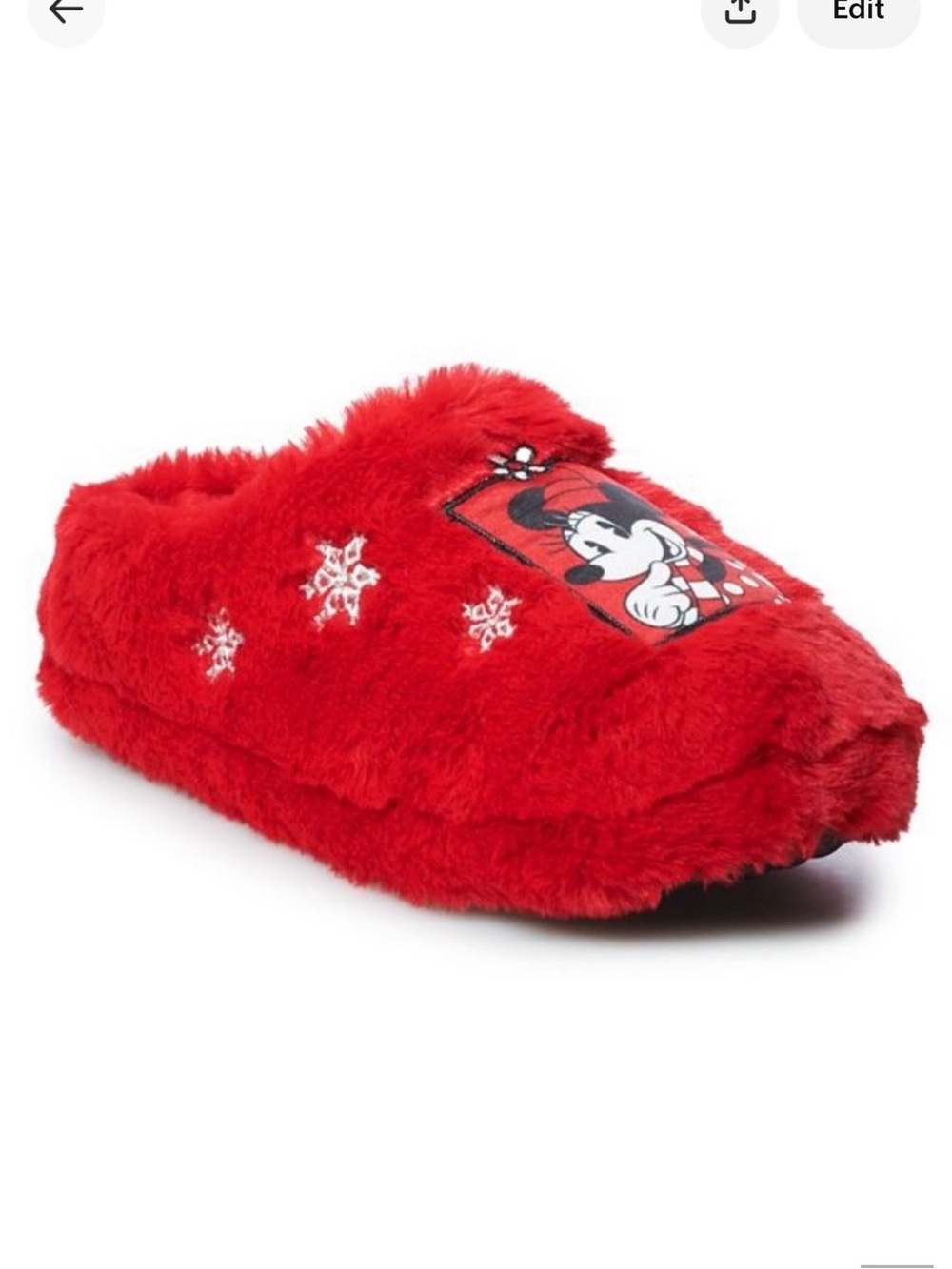 Disney Minnie Mouse Red Plush Slippers Faux Fur Holiday Christmas Cozy NWT S 5-6